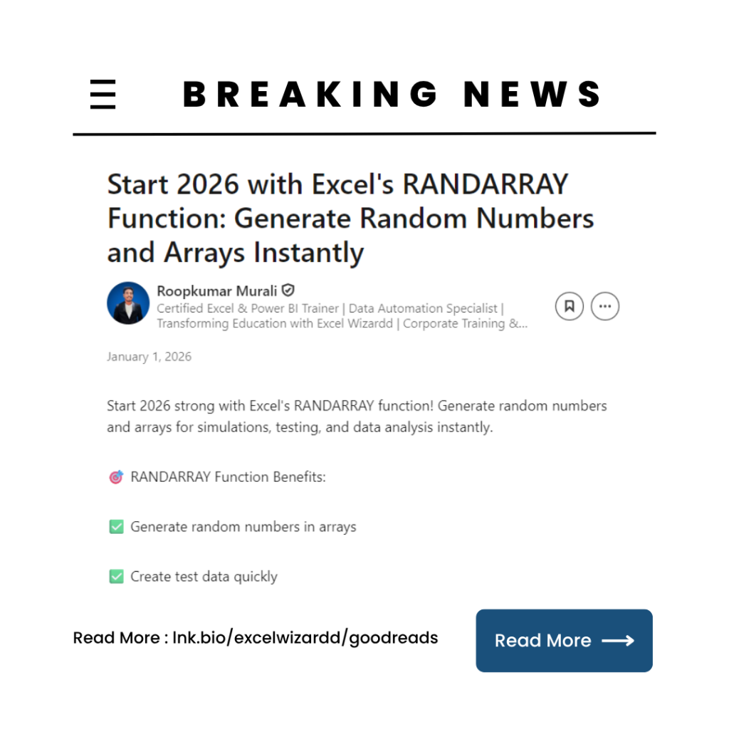 🎲 Start 2026 with Excel's RANDARRAY Function: Generate Random Numbers and Arrays Instantly 