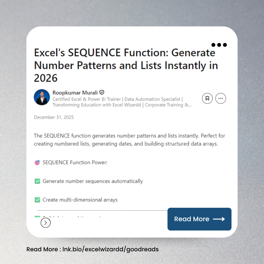 🔢 Excel's SEQUENCE Function: Generate Number Patterns and Lists Instantly in 2026 