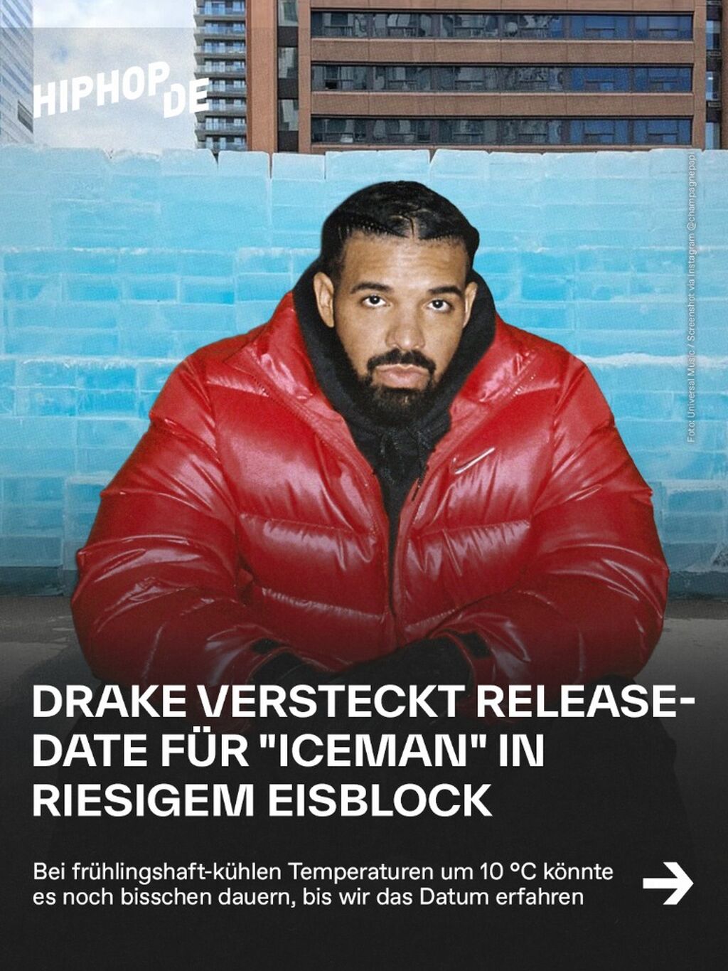 Drake versteckt das Releasedatum von "Iceman" in riesigem Eisblock