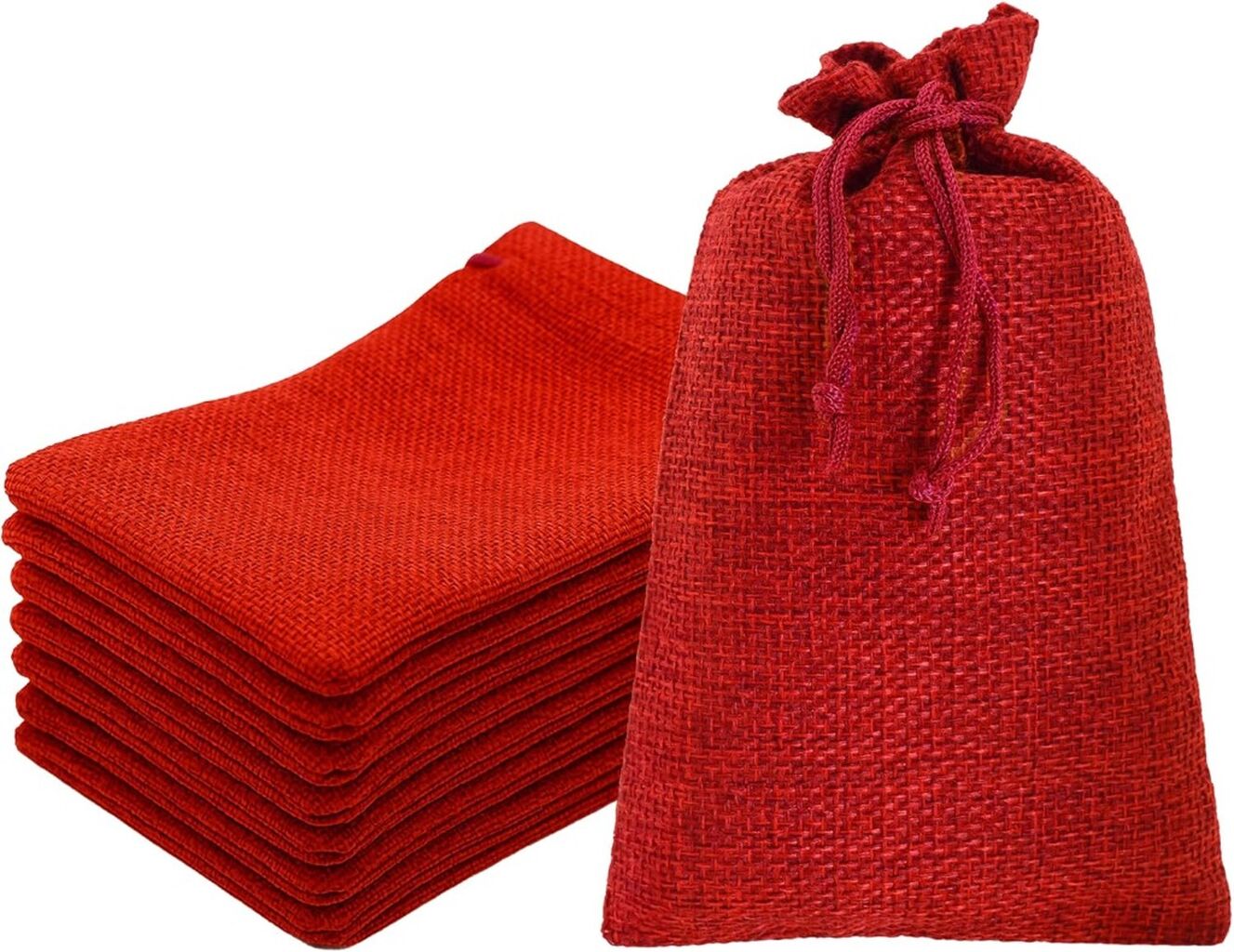 10X12 Inch Red Burlap Drawstring Gift Bags (20 Large): $10+