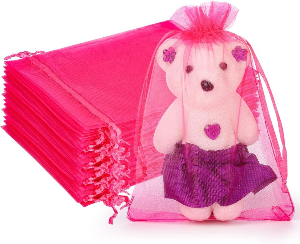 4x6inch Organza Bags, Hot Pink Mesh (100pcs): $4+ 