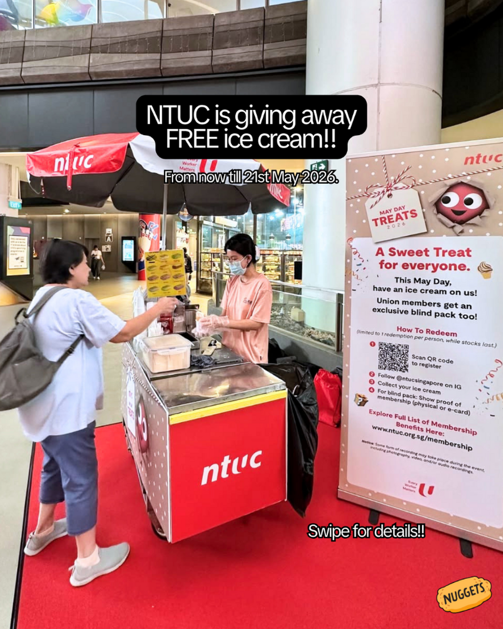 Free ice cream at NTUC