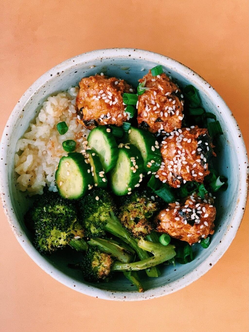 Air Fried Chicken Teriyaki Meatball Bowls