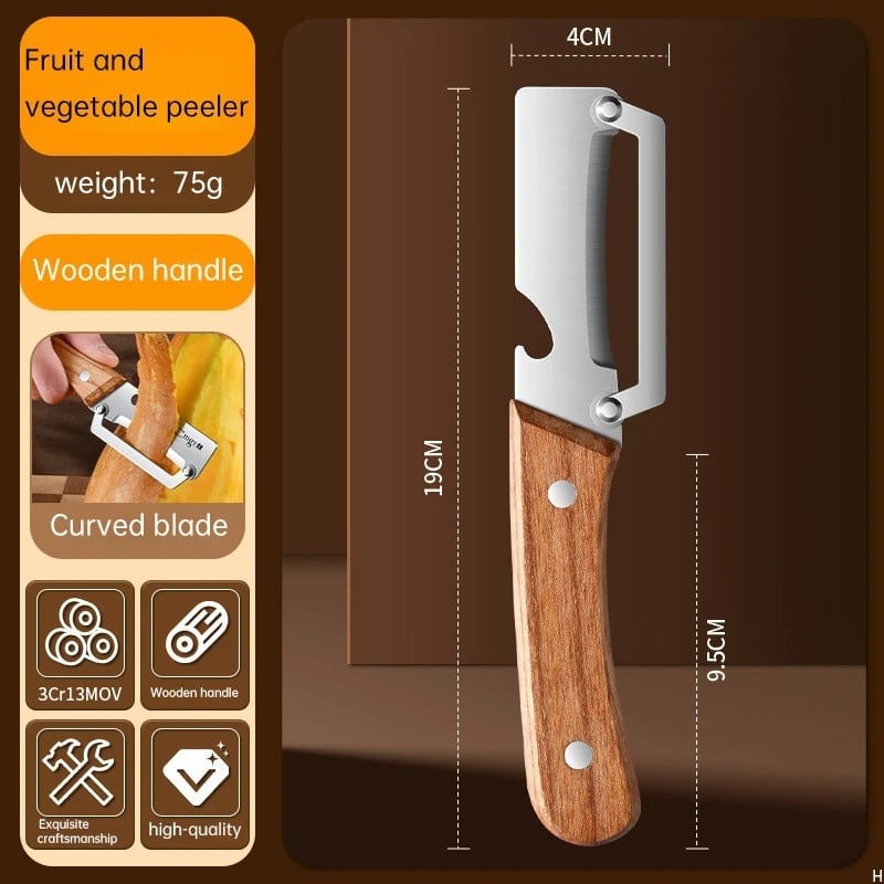 Stainless steel peeler with wooden handle 