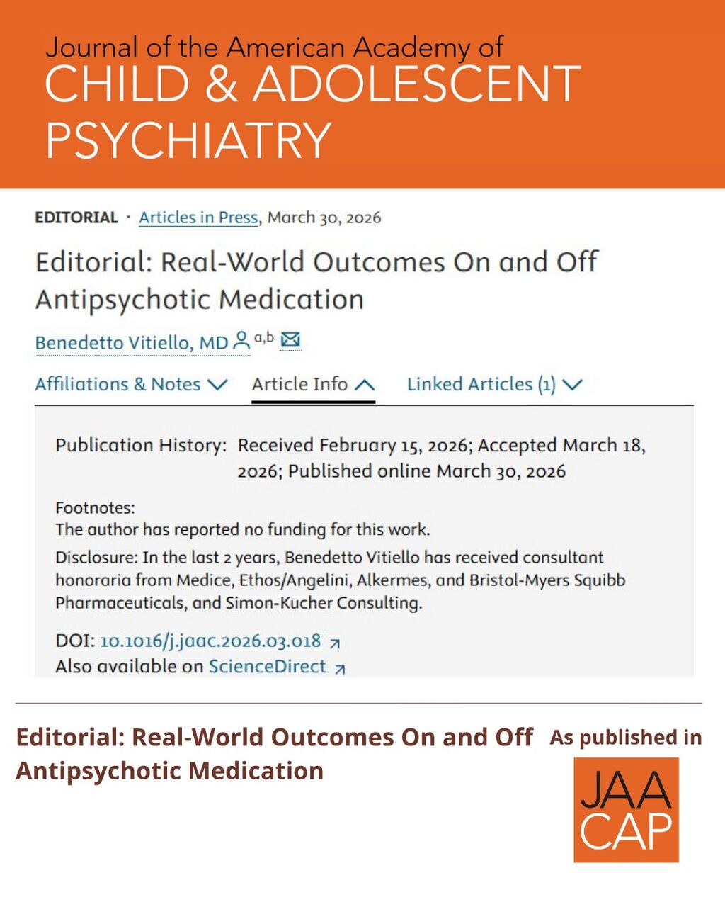 JAACAP AIP Editorial: Real-World Outcomes On and Off Antipsychotic Medication 