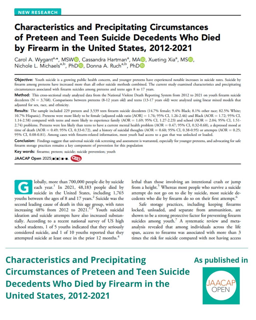 JO 0925 Characteristics and Precipitating Circumstances of Preteen and Teen Suicide Decedents Who Died by Firearm in the United States, 2012-2021