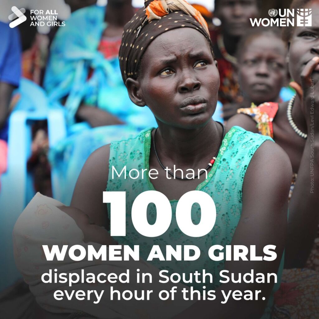 More than 100 women and girls displaced every hour in South Sudan, some going days without food