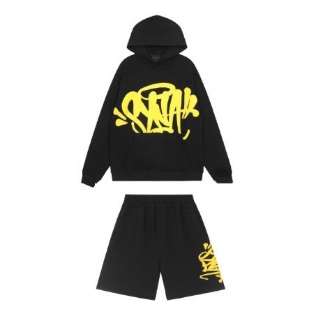 Conjunto syna word central amarelo e preto stretwear 