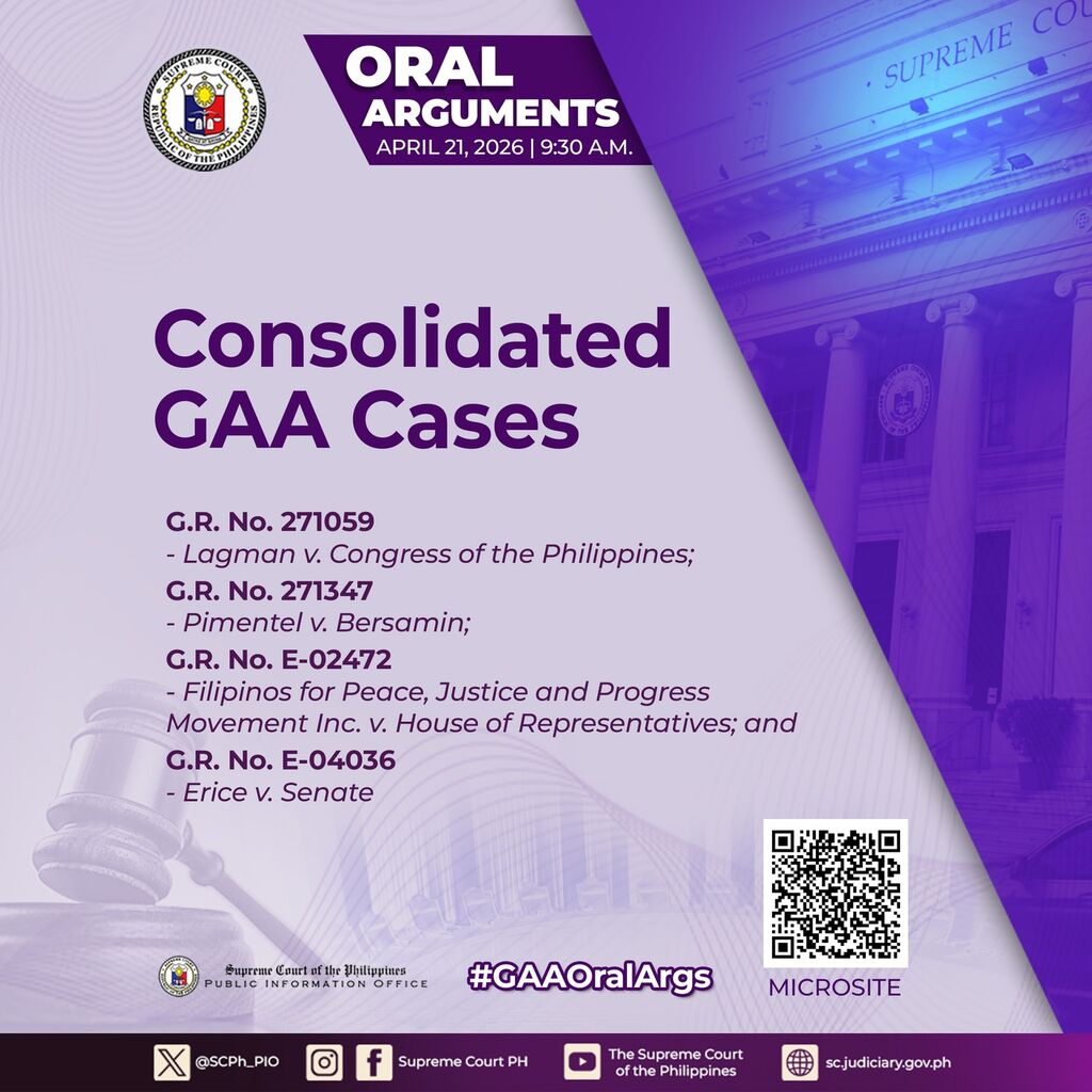 ORAL ARGUMENTS ON G.R. NOs. 271059, 271347, E-02472 & E-04036 - APRIL 21, 2026