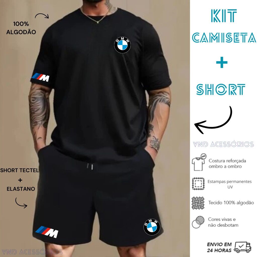 Kit conjunto bmw em algod&atilde;o 