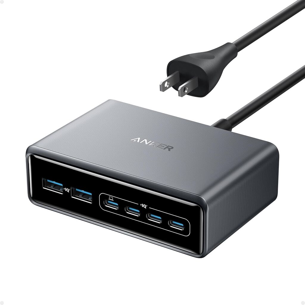 Anker Prime Charging Station, 200W 6-Port GaN Desktop Charger, Fast Charging ...