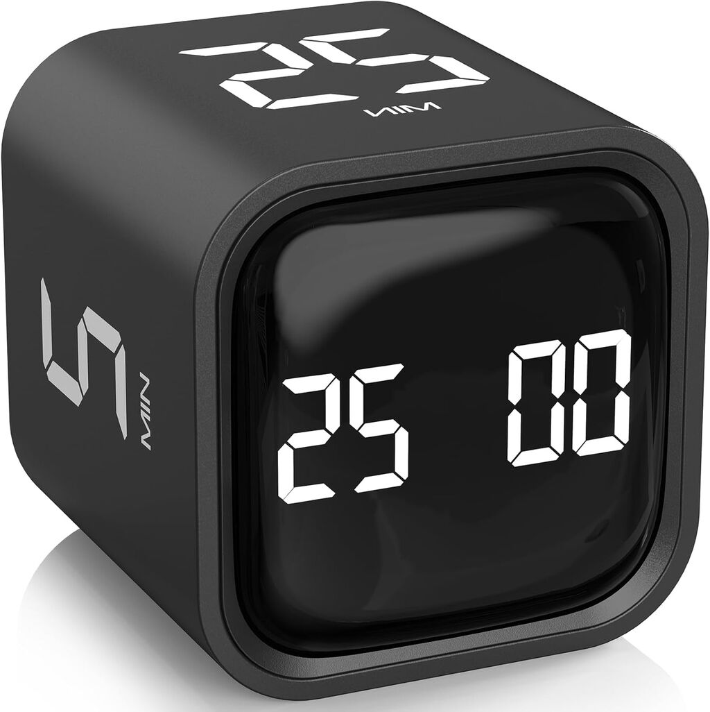 Rotating Pomodoro Timer 5, 25, 10 50 Minutes Preset, Desk Productivity Flip T...