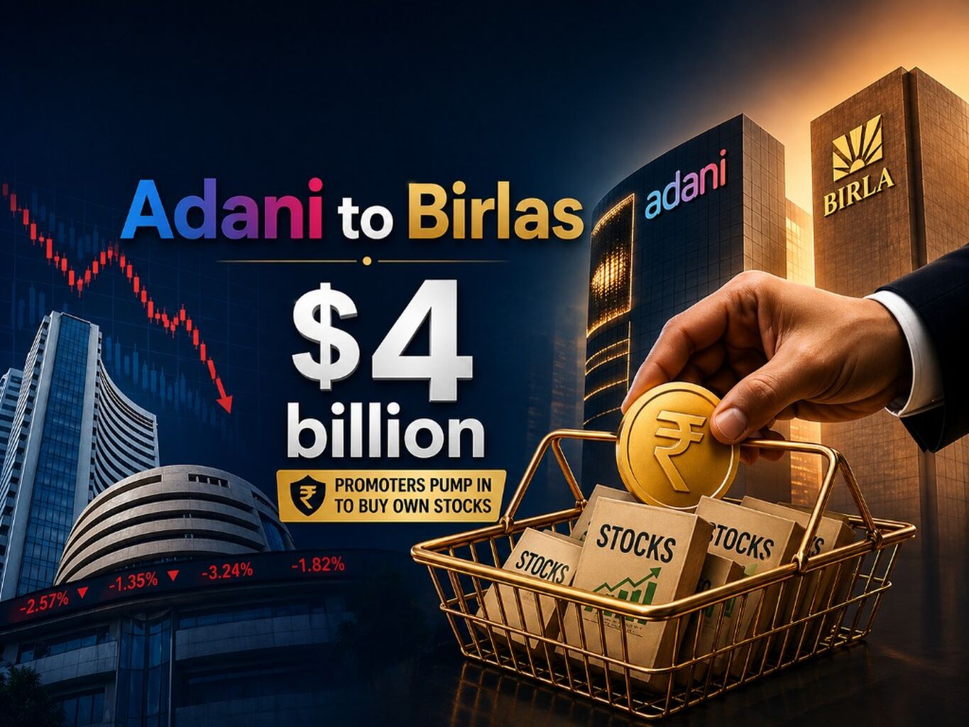 From Adani to Birla: India Inc promoters pump in $4 billion to buy own stocks amid selloff 