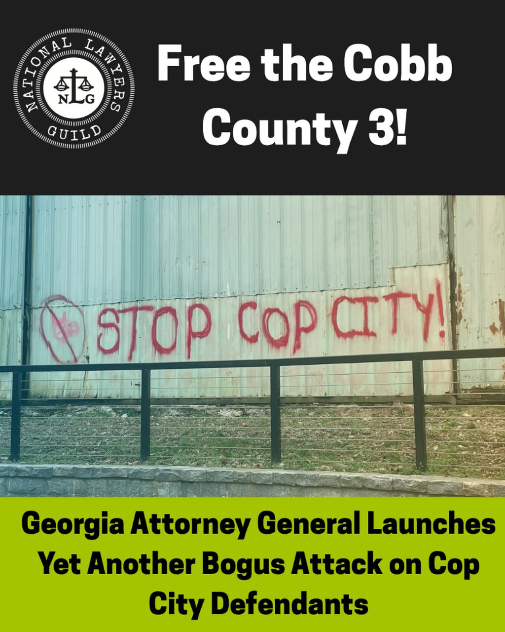  Free the Cobb County 3: Georgia Attorney General Launches Yet Another Bogus Attack on Cop City Defendants