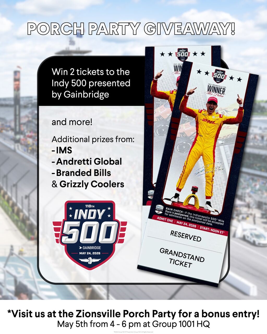 Indy 500 presented by Gainbridge Porch Party Giveaway - Official Rules