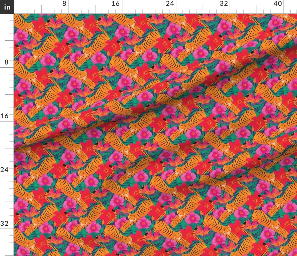 Tropical Floral Tigers Fabric | Spoonflower