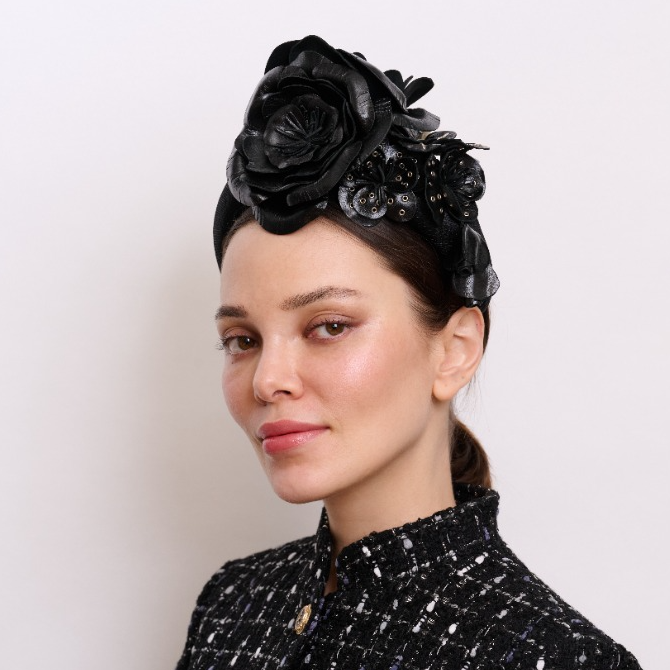 Giant Leather Flower Headband