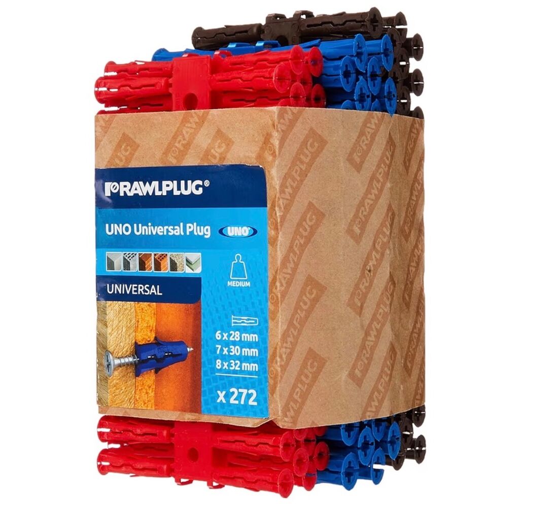 Rawlplug 68635 Uno Plug Clip Pack of 272 Red Brown Blue
