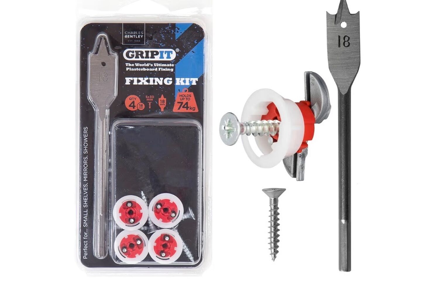 Gripit Red Shelf Kit Pack of 4 Heavy Duty Plasterboard Fixings