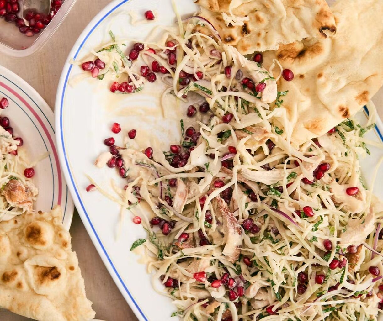 🥗Pomegranate, chicken & tahini salad