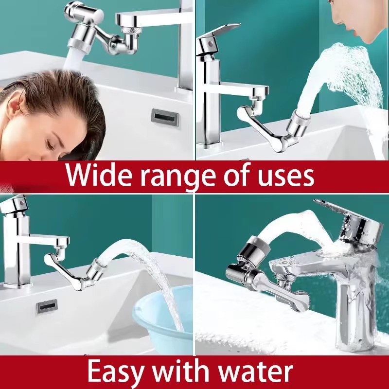 1080&deg; Rotatable Extension Faucet Sprayer Head 2 Spray Modes Universal Bathroom Tap Extend Adapter Aerator