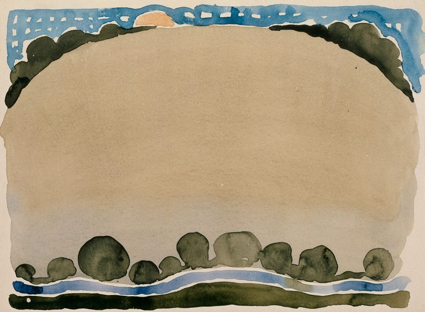 Georgia O'Keeffe. Hill, Stream and Moon, 1916&ndash;1917.