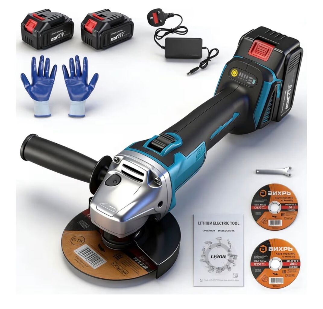 GEARFLOW Electric Cordless Angle Grinder with Battery 2 x 30Ah