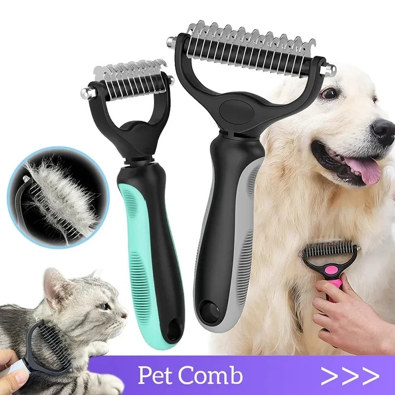 Double-Sided Stainless Steel Pet Grooming Brush 