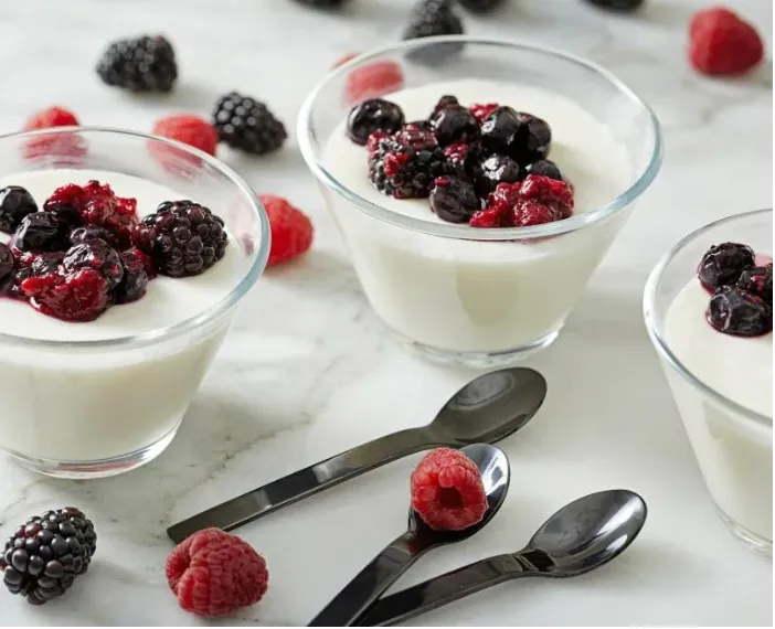 Yogurt Panna Cotta with Berry Topping