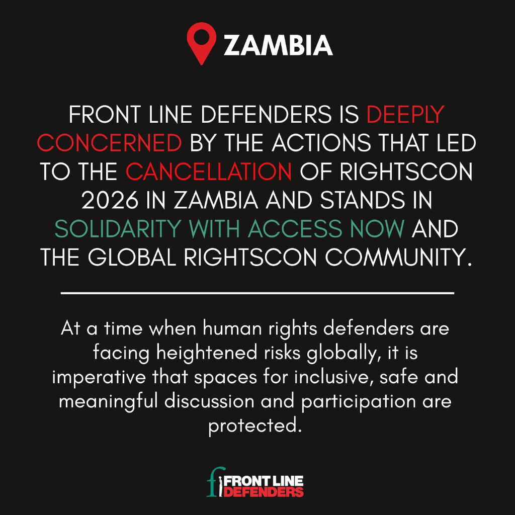 Deep concern over actions that led to the cancellation of RightsCon 2026 in Zambia