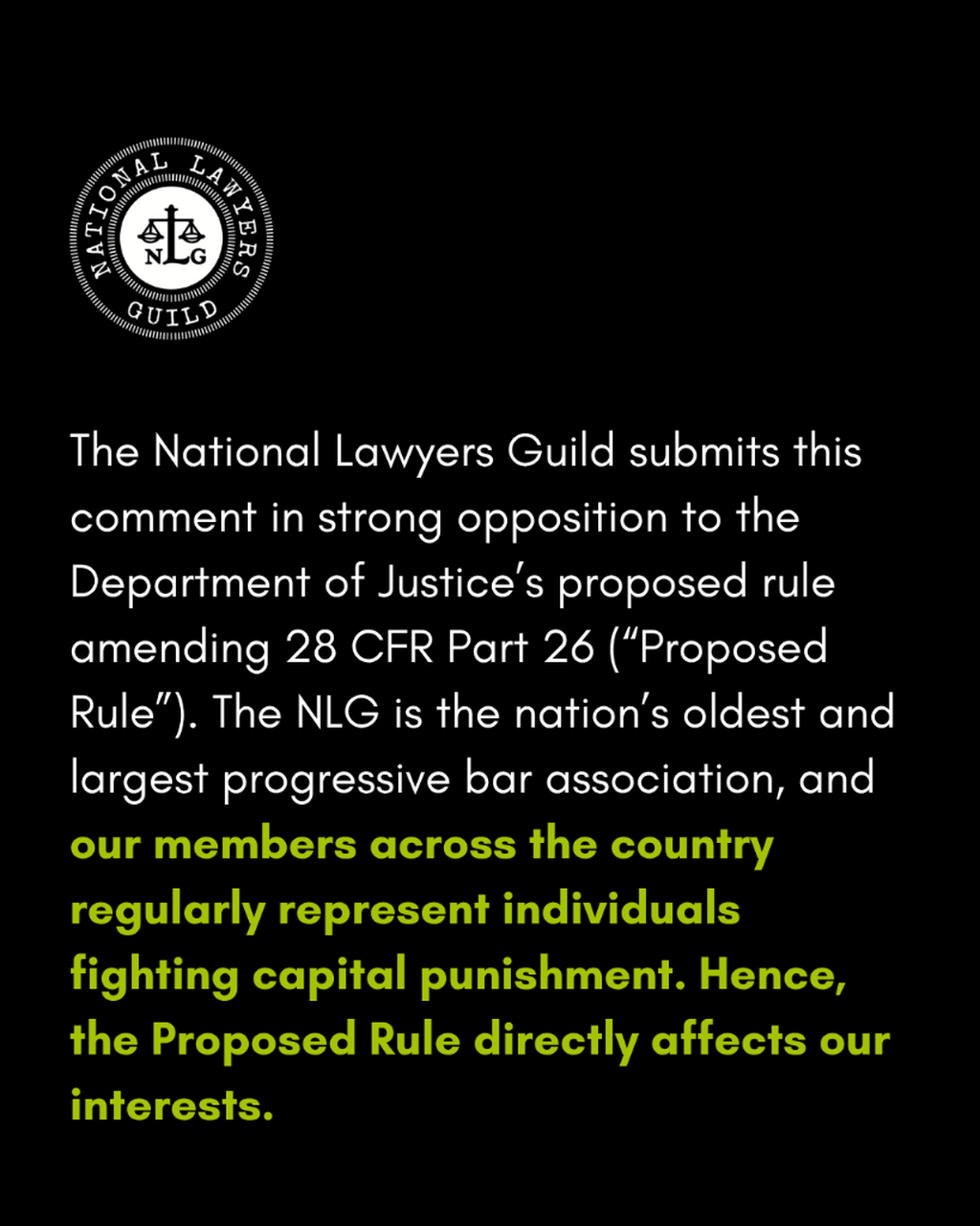 NLG Opposes DOJ Plan to Lower Bar for States to Expedite Capital Punishment