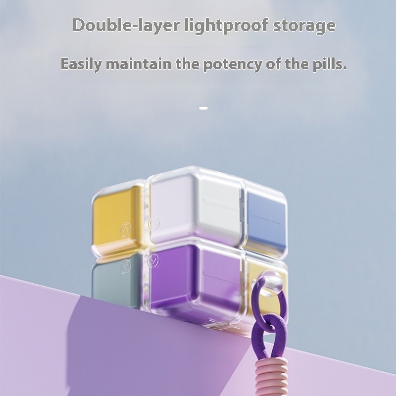  Cube Magnetic Pill Organizer Foldable 4-Compartment