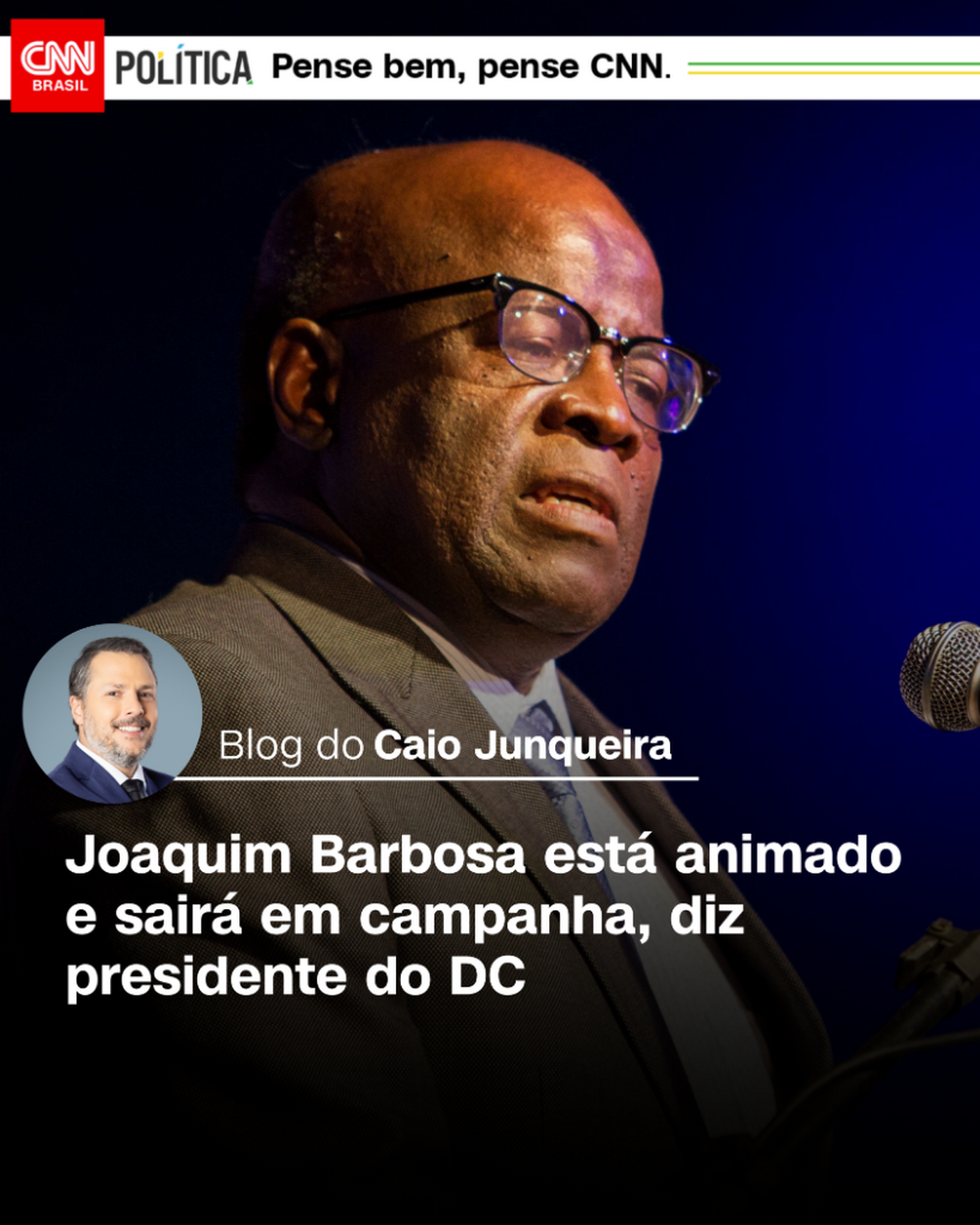 Joaquim Barbosa est&aacute; animado e sair&aacute; em campanha, diz presidente do DC