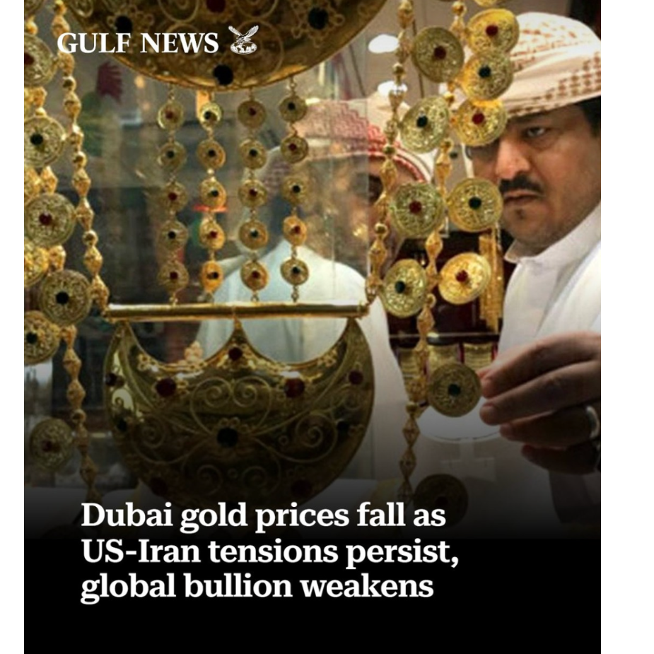 Dubai gold prices fall as US-Iran tensions persist, global bullion weakens