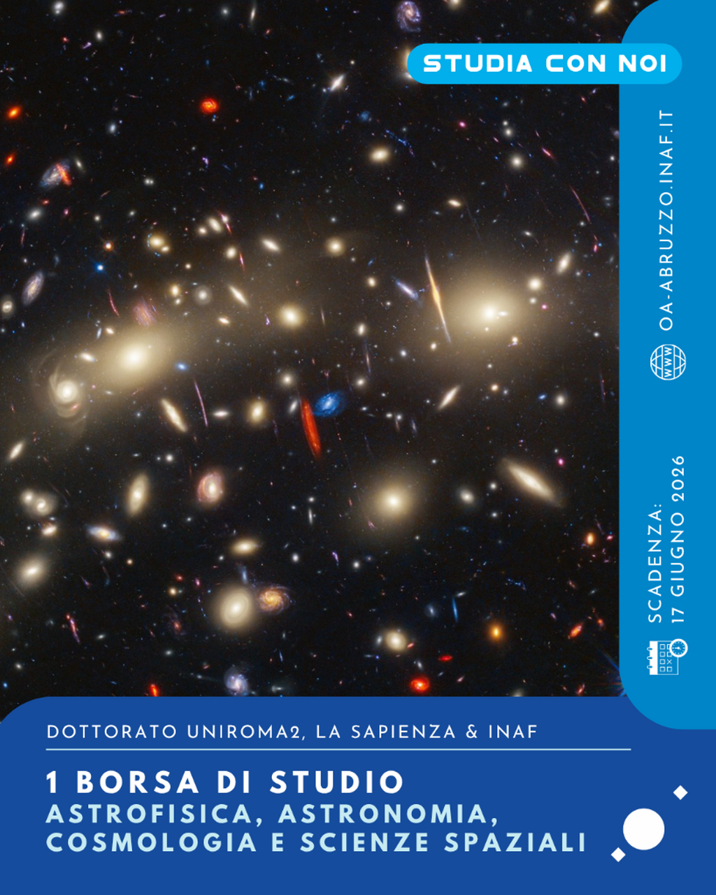 Bando 2026/27: Dottorato di Ricerca Universit&agrave; Tor Vergata di Roma, Universit&agrave; La Sapienza di Roma e INAF