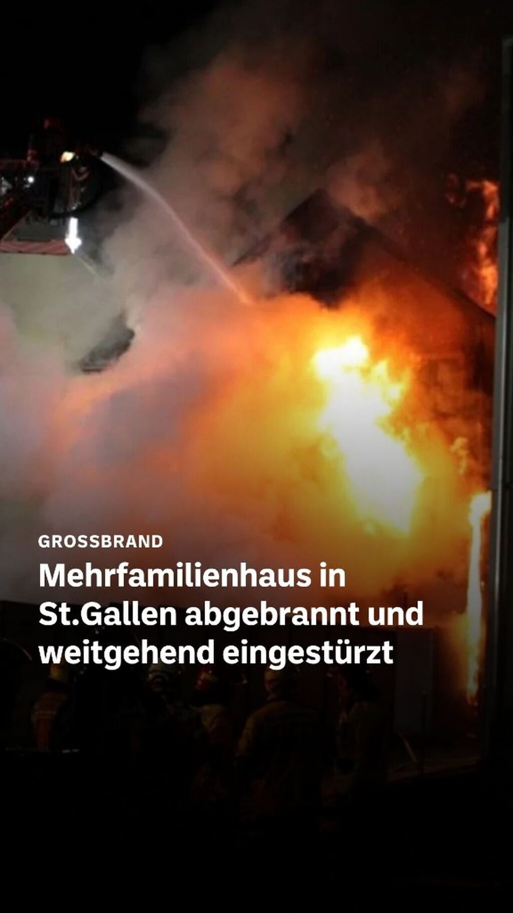Grossbrand in St.Gallen: Mehrfamilienhaus abgebrannt und weitgehend eingest&uuml;rzt