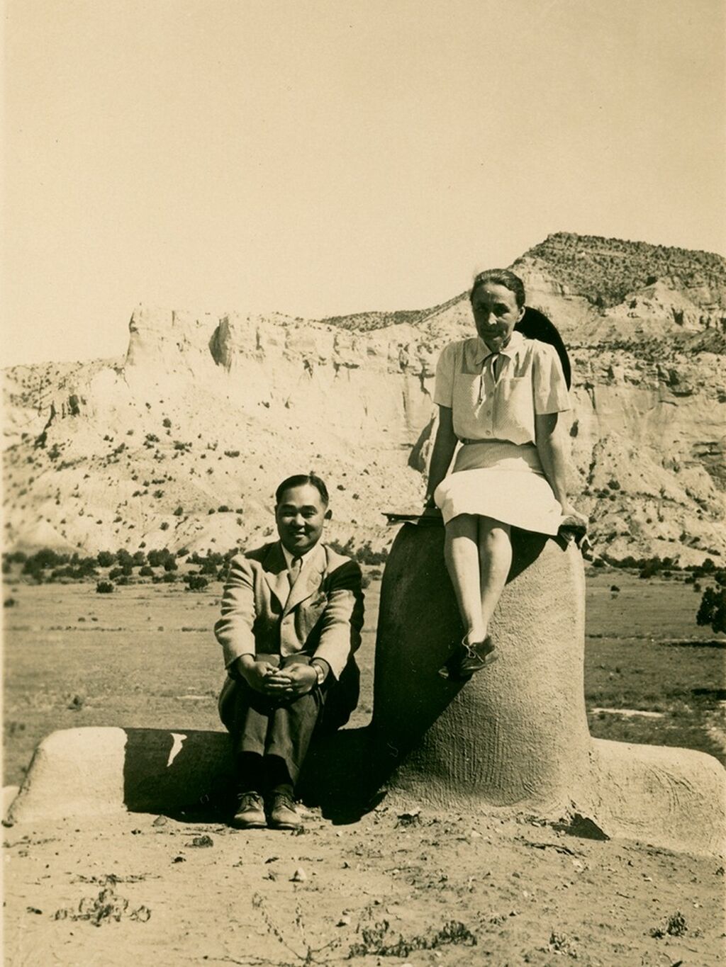 Unknown Photographer. Teng Hiok Chiu and Georgia O'Keeffe at Ghost Ranch. 1944. 