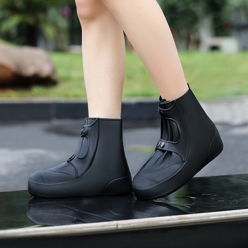High-Tube Waterproof Shoe Covers Double-Button Rain Boots