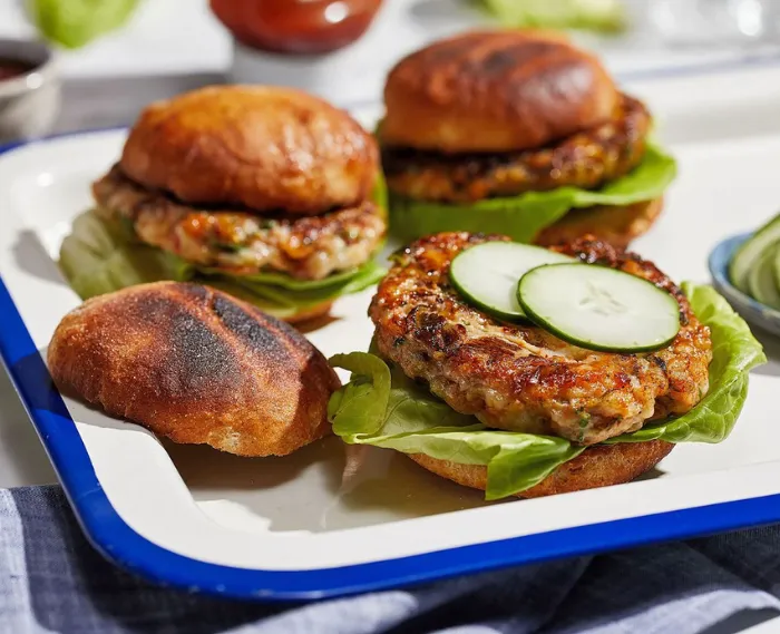 Shrimp Burgers with Kimchi