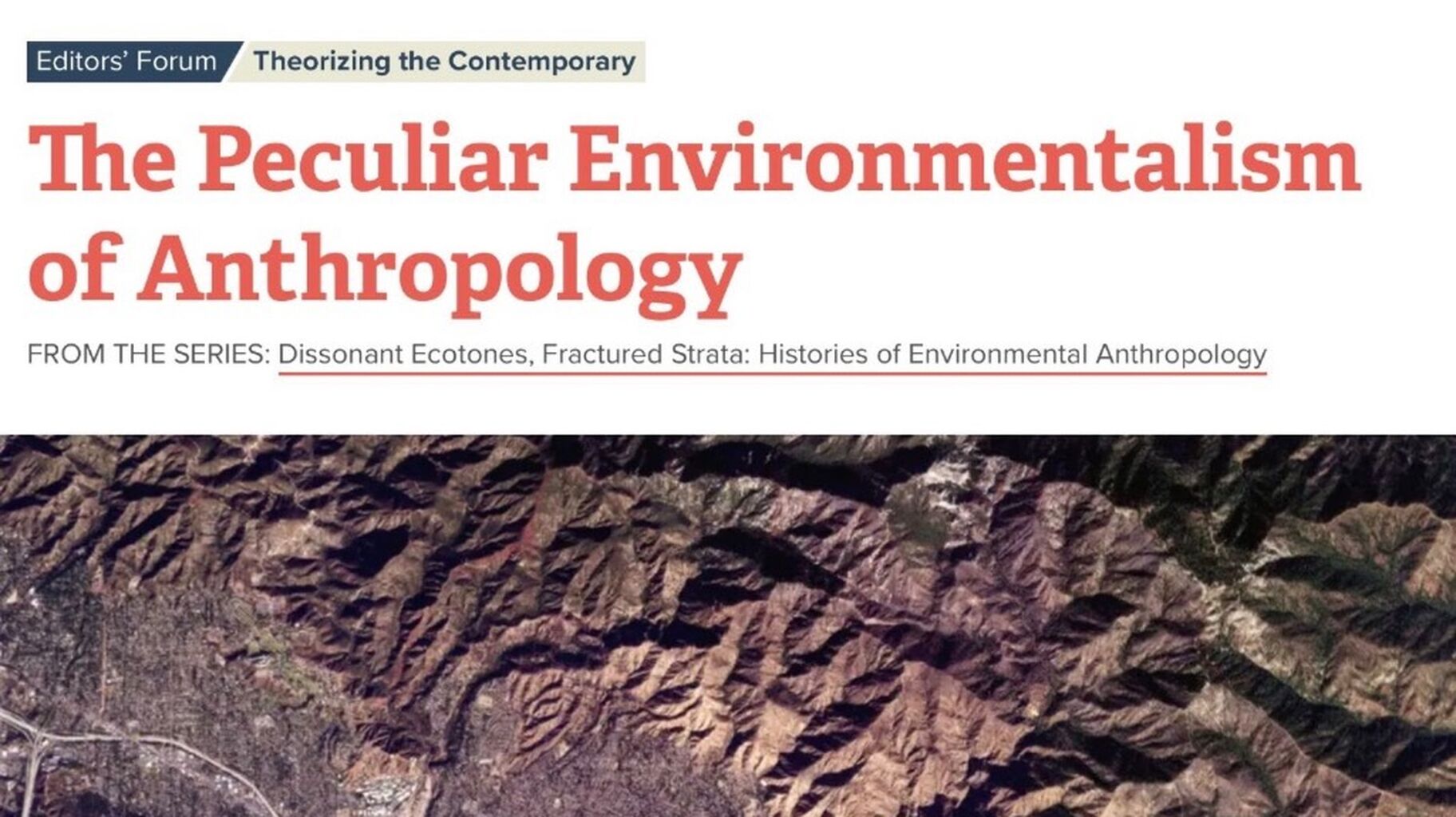 The Peculiar Environmentalism of Anthropology
