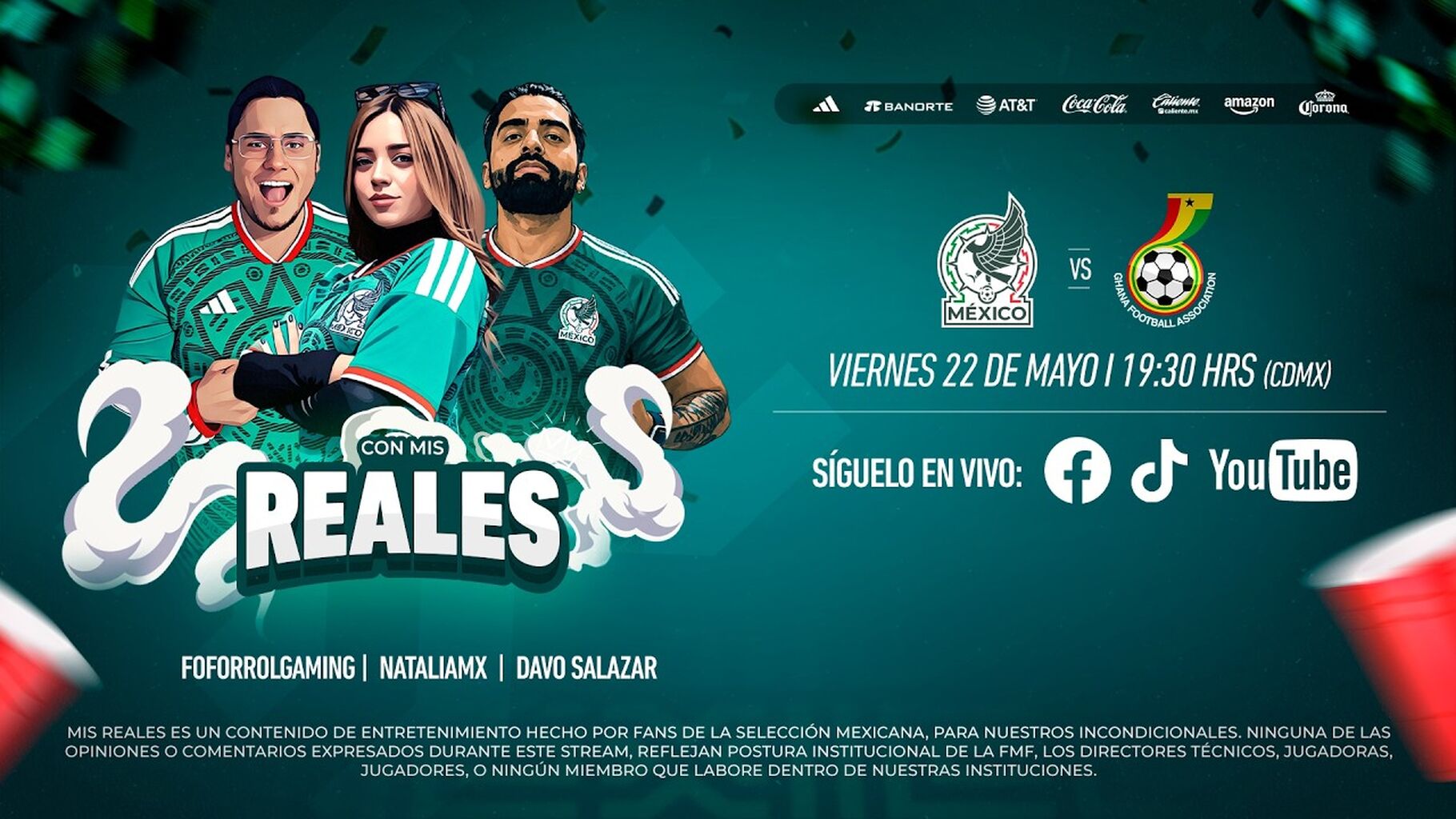 M&eacute;xico vs Ghana 🇲🇽🔥 | Con Mis Reales #LaFiestaEmpiezaCuando con NataliaMX, Davo Salazar y Foforrol