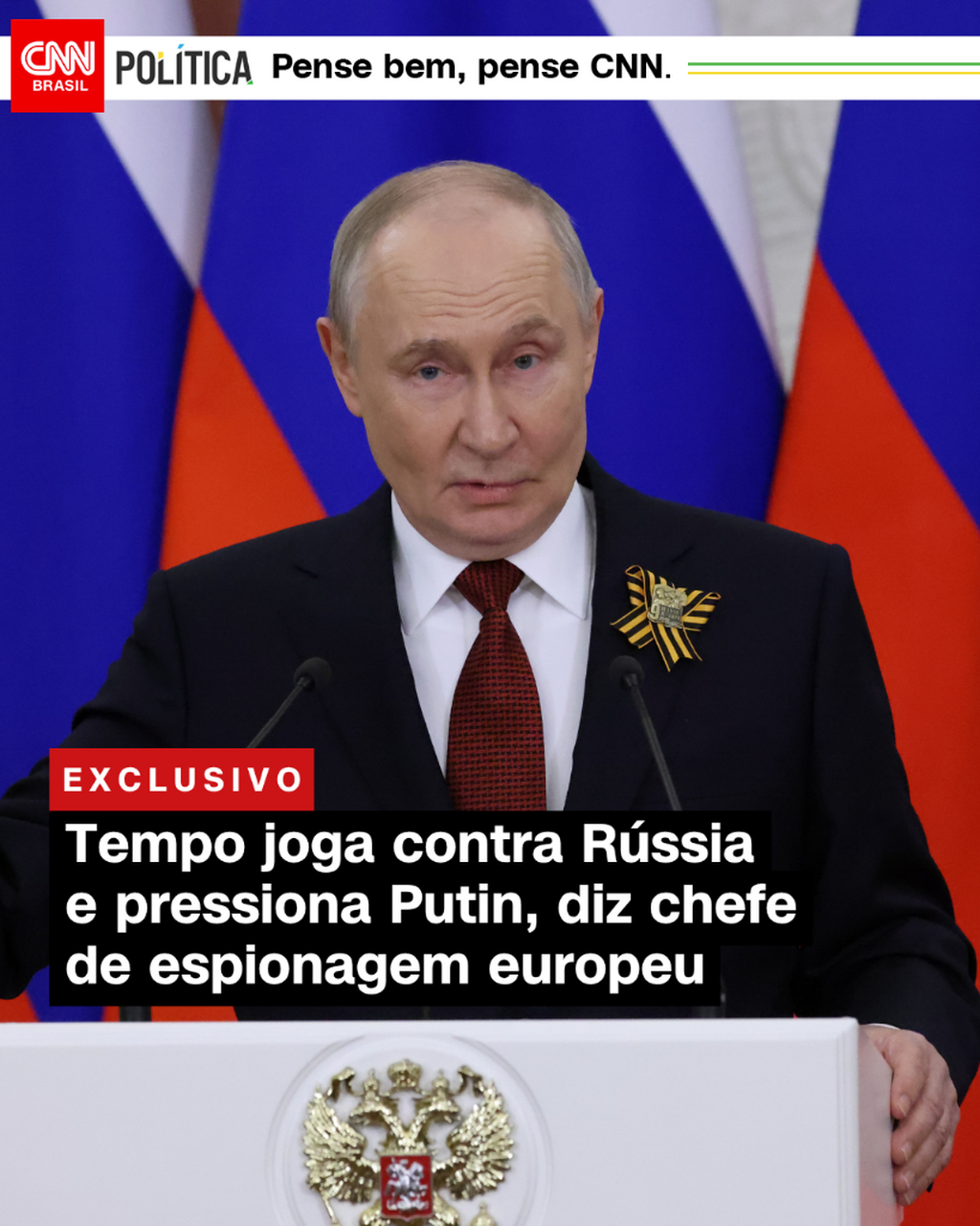 Tempo joga contra R&uacute;ssia e pressiona Putin, diz chefe de espionagem europeu