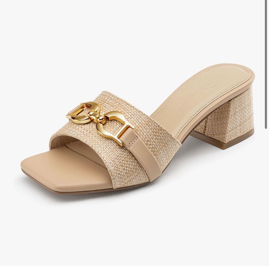 Sandals -Raffia Heeled Square Toe Block Heel (CAD)