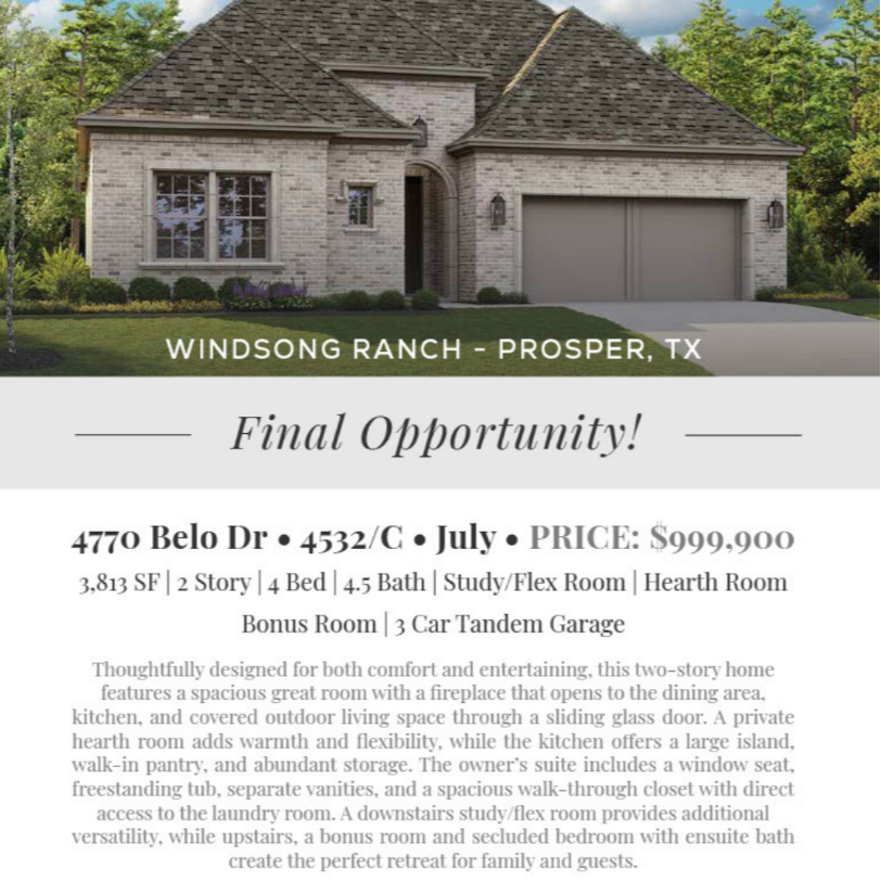 Tradition Homes Final Opportunity