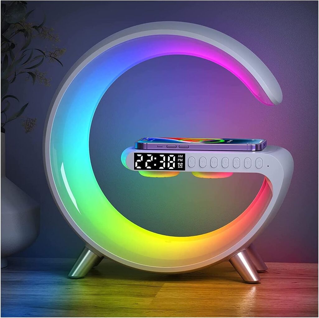 LeeNabao Smart LED Table Lamp, 4-in-1 Wireless Charger, Night Light, Alarm Cl...