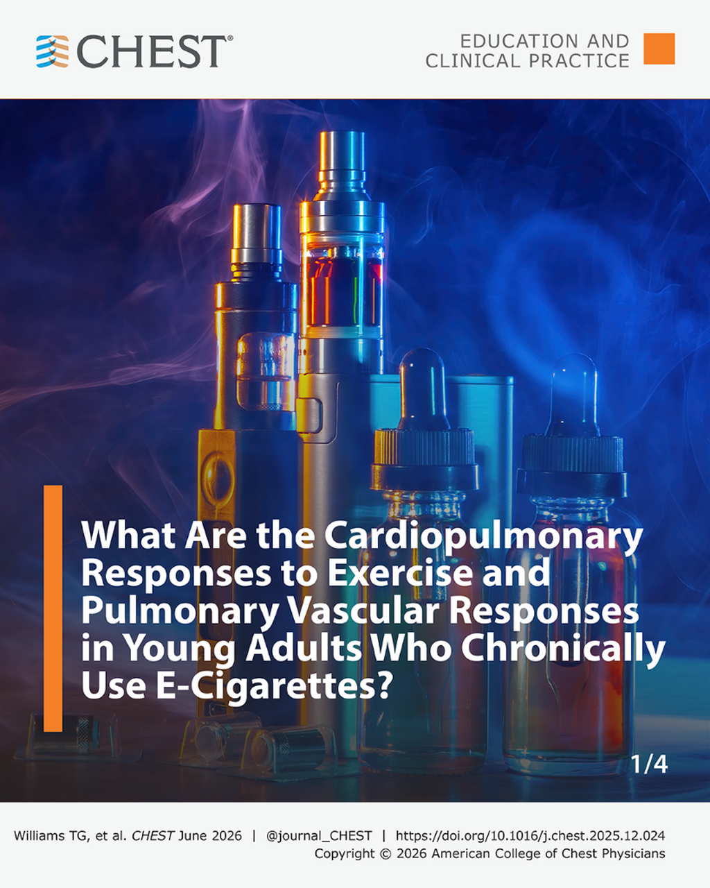 Do Young Individuals With Chronic E-Cigarette Exposure Display Cardiopulmonary Abnormalities During Exercise and Blunted Recruitment of Pulmonary Diffusing Capacity? - June 1