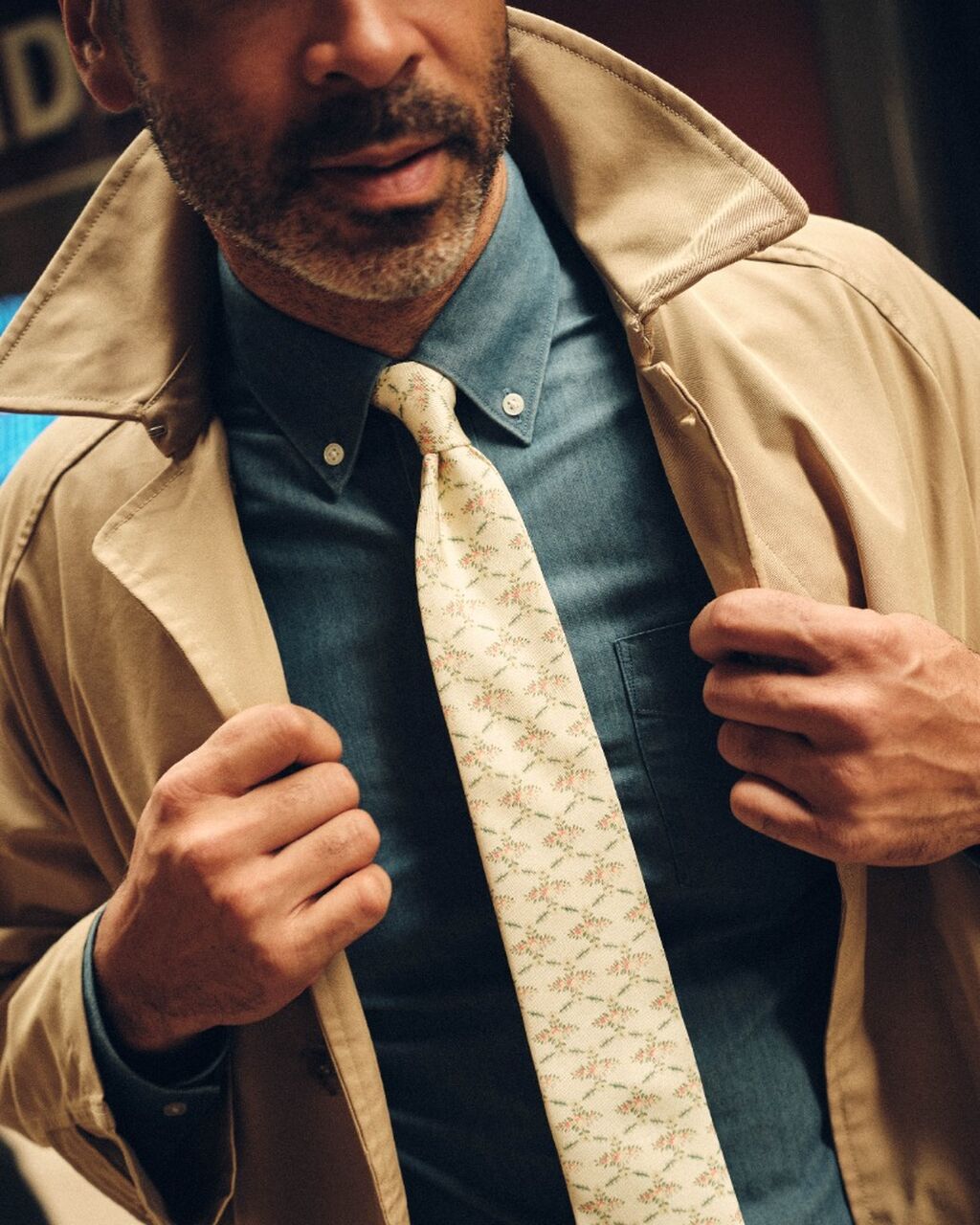 Woodstone Floral Butter Yellow Tie