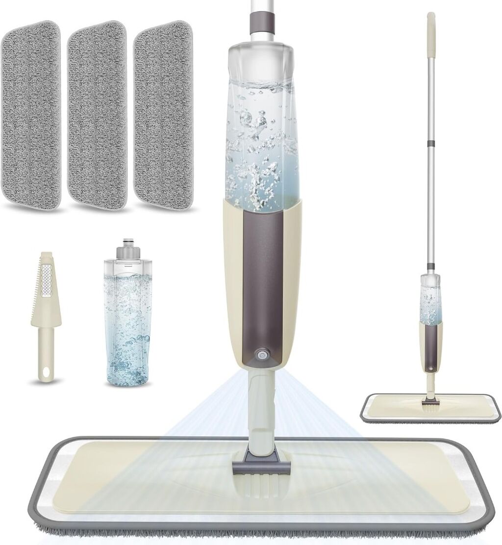 Spray Mops for Floor Cleaning: MEXERRIS Wet Mop with 3 Washable Pads for Swiffer Powermop - Floor Mop with Refillable Bottle - Home Commercial Dust Mops for Hardwood Laminate Ceramic Tiles