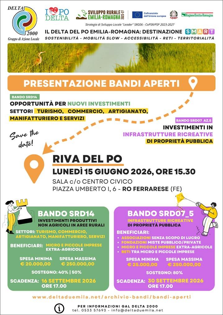 Presentazione dei bandi aperti promossi da Delta 2000