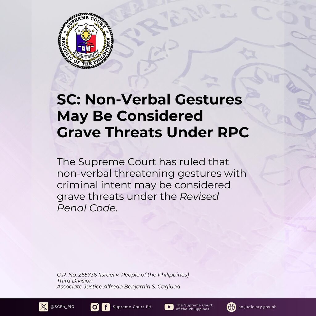 SC: Non-Verbal Gestures May Be Considered Grave Threats Under RPC